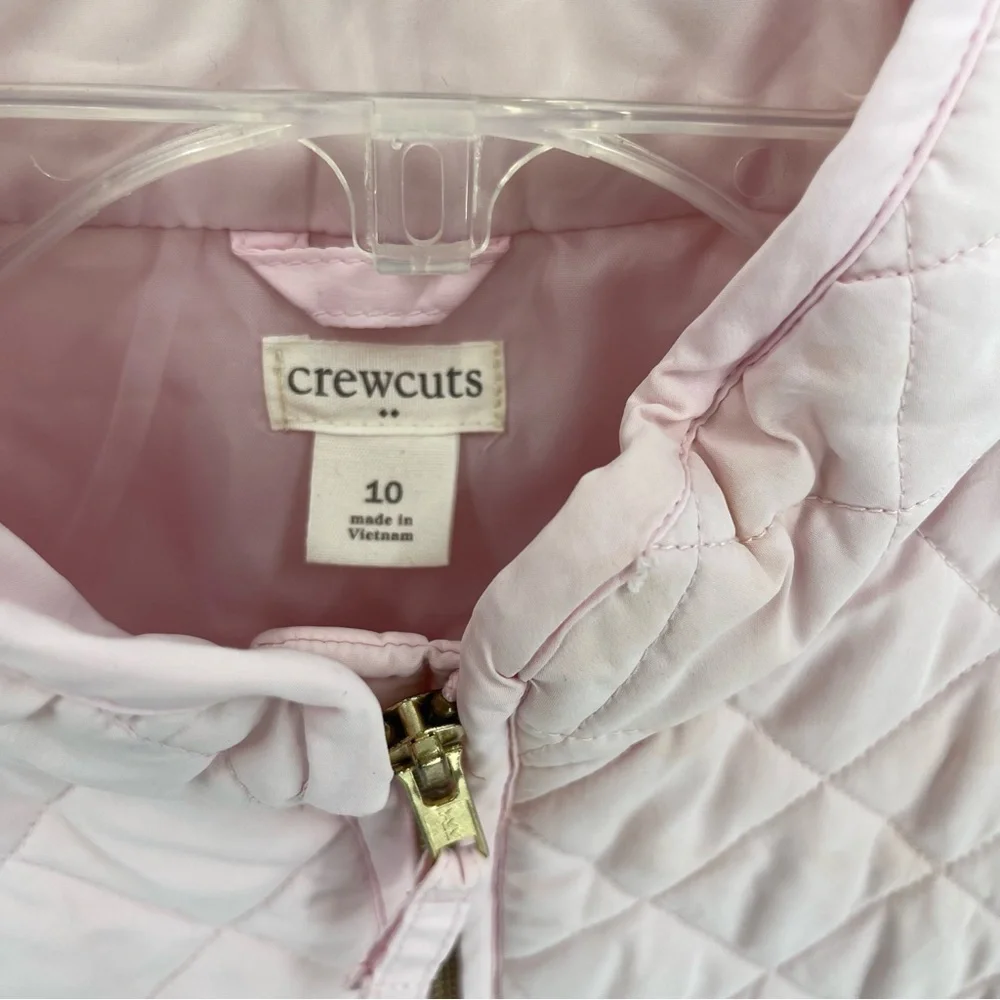 J Crew Crewcuts Girls Pink Quilted Vest Zip Front Size 10 Pockets Sleeveless